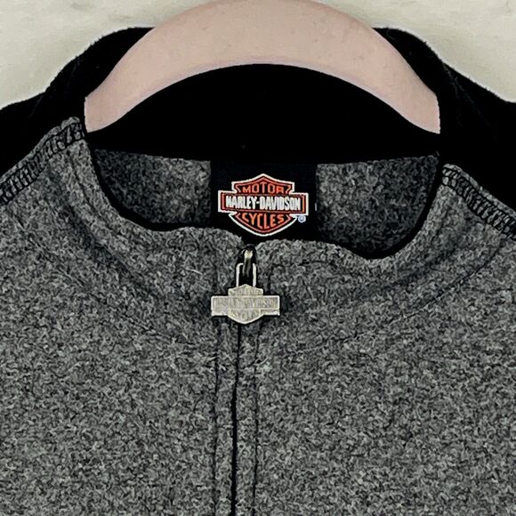 Harley Davidson Women’s SZ M Gray Black Fleece Jacket Lightweight Zip Classy - Picture 12 of 12